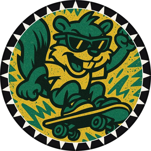 POG #710, Skater Squirrel, a Matte pog from the Critter series