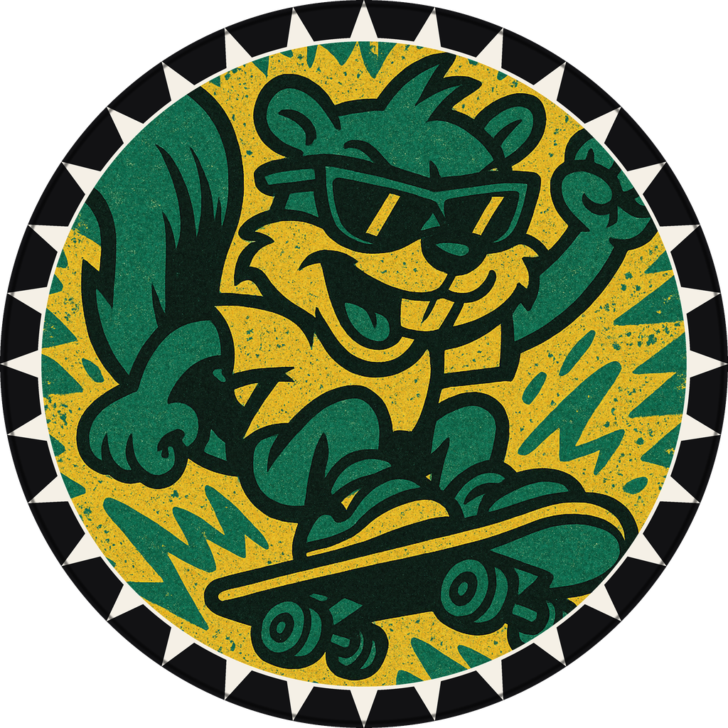 POG #710, Skater Squirrel, a Matte pog from the Critter series