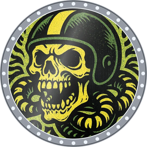 POG #712, Helmet Skull, a Foil pog from the Skate series