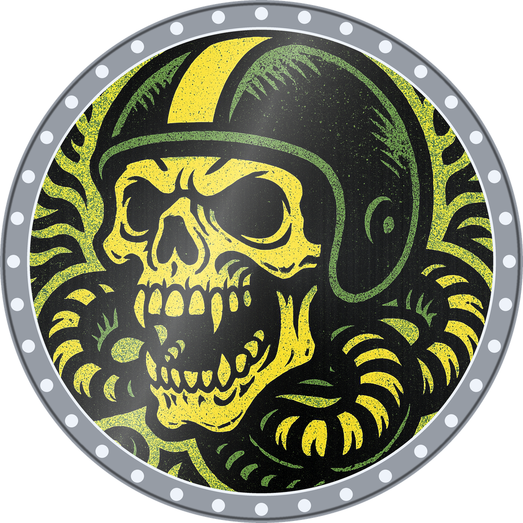 POG #712, Helmet Skull, a Foil pog from the Skate series