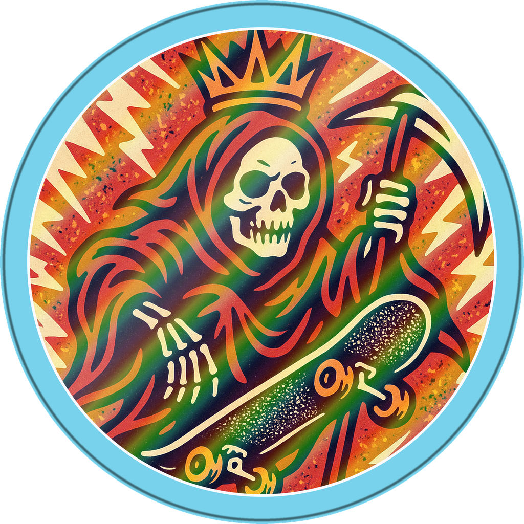 POG #720, Griptape Reaper, a Holographic pog from the Skate series