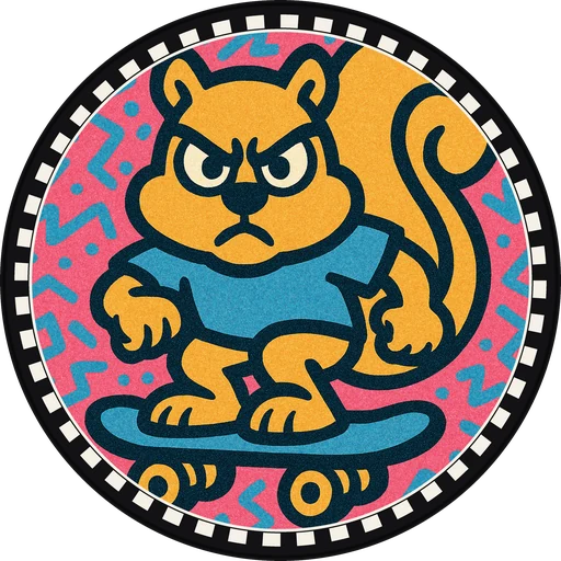 POG #729, Skater Squirrel, a Matte pog from the Critter series