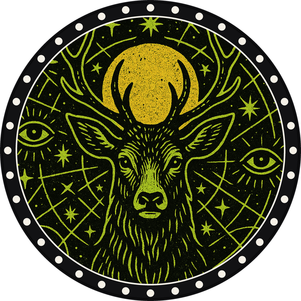 POG #743, Star Chart Stag, a Matte pog from the Mystic series