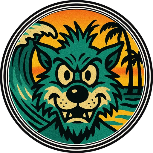 POG #744, Wipeout Wolf, a Matte pog from the Surf series