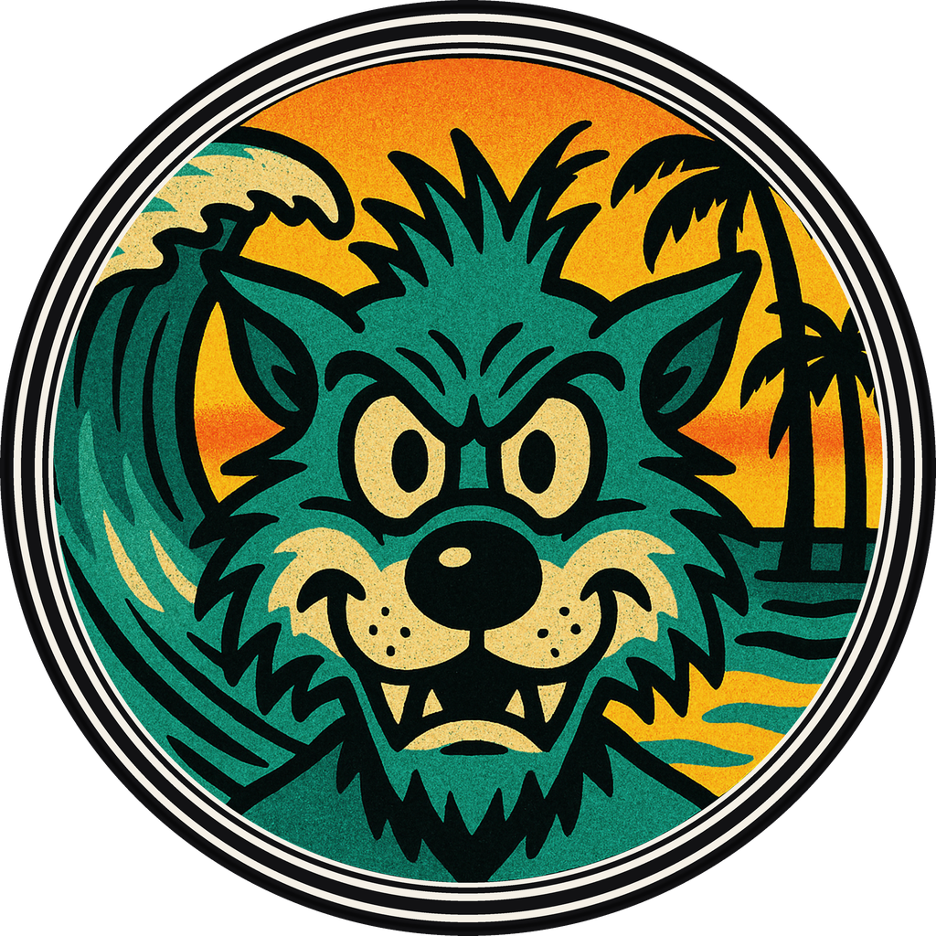 POG #744, Wipeout Wolf, a Matte pog from the Surf series