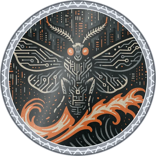 POG #745, Motherboard Moth, a Foil pog from the Cyber series