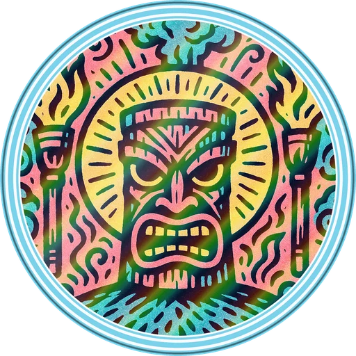 POG #75, Thunder Drum, a Holographic pog from the Tiki series