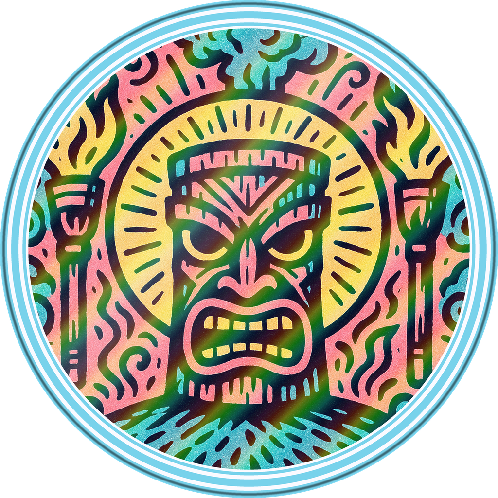 POG #75, Thunder Drum, a Holographic pog from the Tiki series