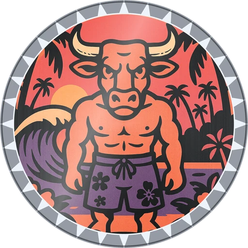 POG #751, Board Shorts Bull, a Foil pog from the Surf series