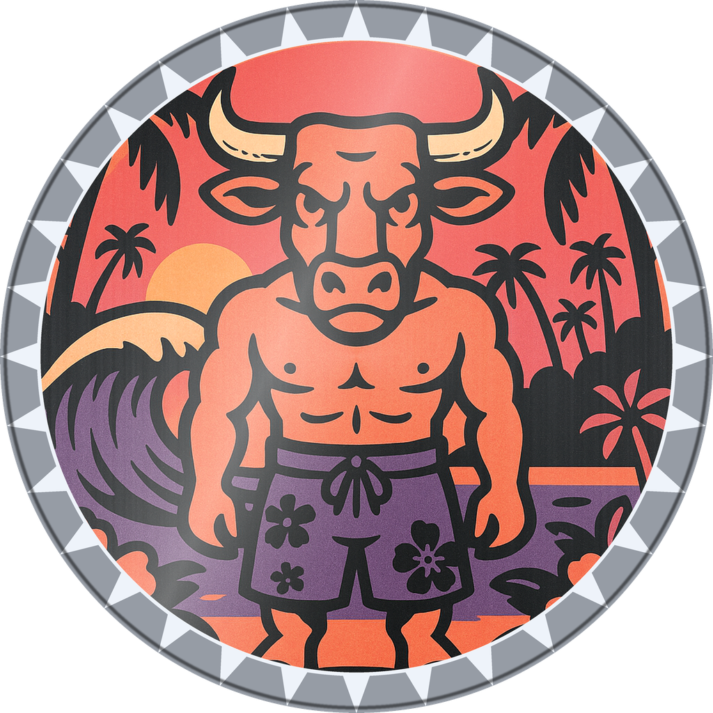 POG #751, Board Shorts Bull, a Foil pog from the Surf series