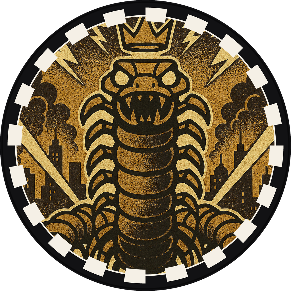 POG #753, Iron Centipede, a Matte pog from the Kaiju series