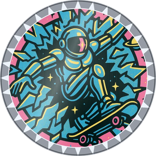 POG #757, Zero-G Skater, a Foil pog from the Cosmic series