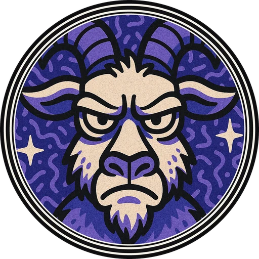 POG #769, Grumpy Goat, a Matte pog from the Critter series