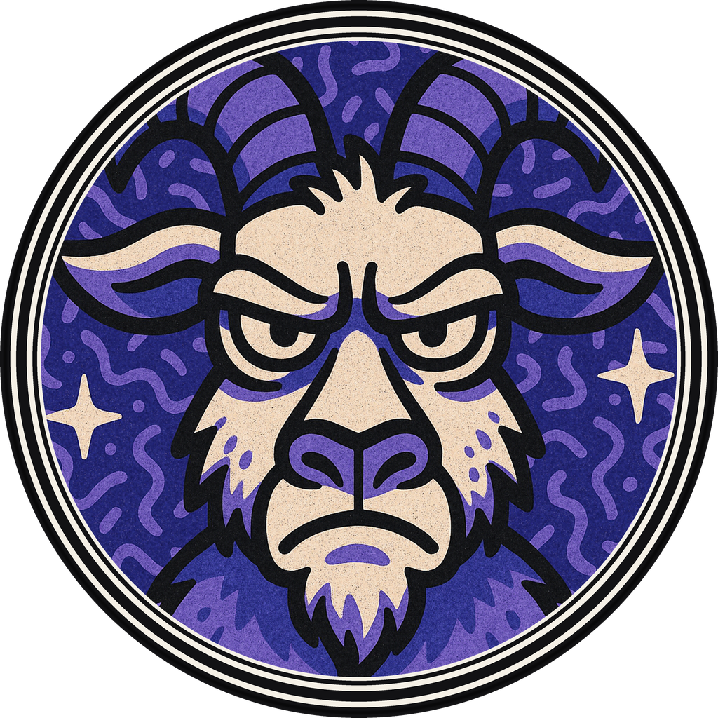 POG #769, Grumpy Goat, a Matte pog from the Critter series