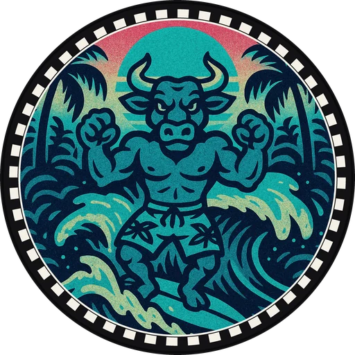 POG #774, Board Shorts Bull, a Matte pog from the Surf series