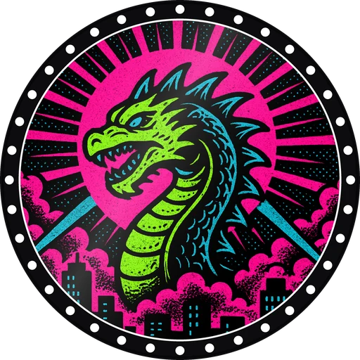 POG #776, Neon Wyrm, a Gloss pog from the Kaiju series