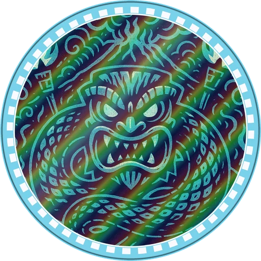 POG #785, Thunder Drum, a Holographic pog from the Tiki series
