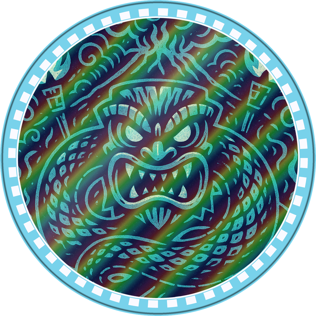 POG #785, Thunder Drum, a Holographic pog from the Tiki series