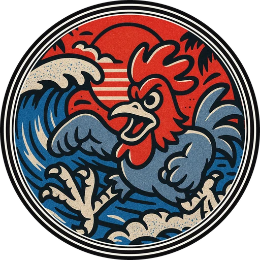 POG #92, Reef Rooster, a Matte pog from the Surf series